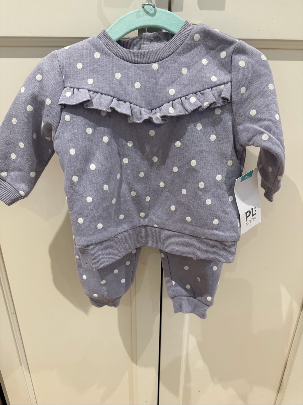 PL baby 6m Baby Lavender Polka Dot Ruffle Sweater Set